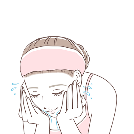 顔を洗う女性のイラスト